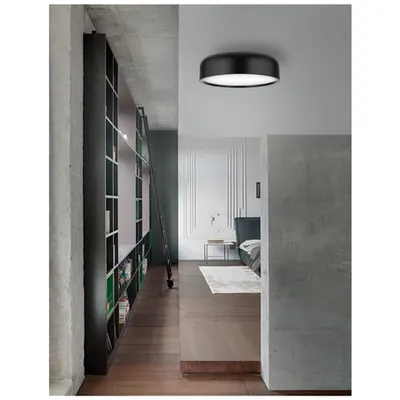 Plafoniera PERLETO Metal & Acrylic Diffuser Mat Negru Outside Mat Alb Inside LED E27 2x10 Wat 230 Volt IP20 Fara bec