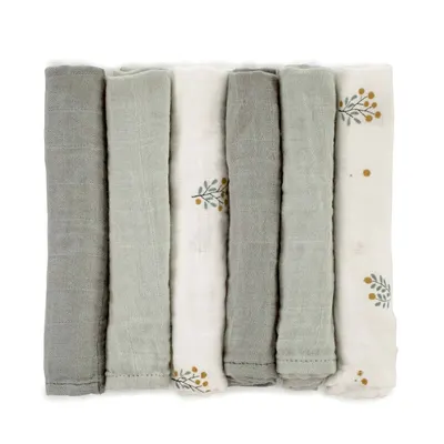 Set 6 scutece Jane din muselina de bambus 35x35 cm Botanic