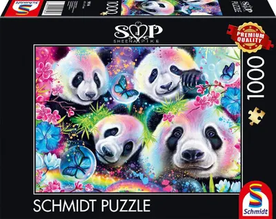 Puzzle Schmidt din 1000 de piese - Panda și curcubeu