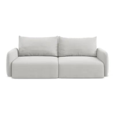 Canapea gri deschis extensibilă/cu spațiu de depozitare cu tapițerie din catifea 238 cm Kalena – Makamii