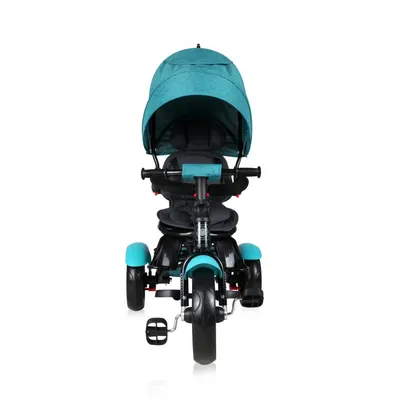 Tricicleta pentru copii Lorelli Neo Green Luxe 4 in 1, multifunctionala, control al directiei, scaun rotativ, spatar inalt reglabil, cosulet textil si 2 tipuri de suport pentru picioare