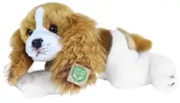 Jucărie de pluș Rappa Eco Friends - Câine Cavalier King Charles Spaniel culcat, 30 cm