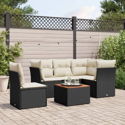 Gossi set mobilier de gradina cu perne, 6 piese, negru, poliratan