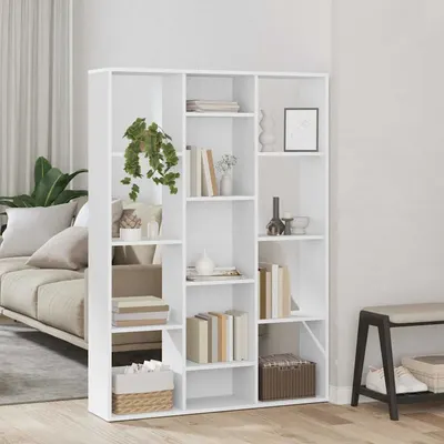 vidaXL Separator cameră/Bibliotecă, alb, 100x24x140 cm, lemn prelucrat