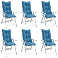 vidaXL Perne scaun spătar înalt 6buc melanj albastru 120x50x7cm textil