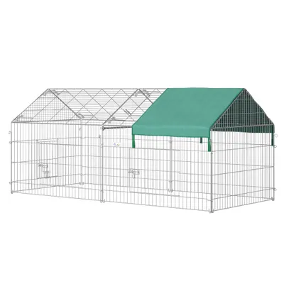 PawHut Țarc pentru Animale cu Învelitoare și Uși, 220x103x103 cm, Verde | Aosom Romania