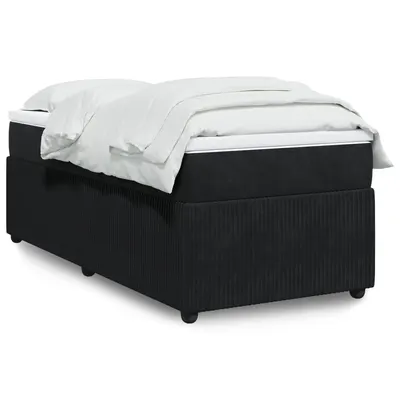 Gossi pat box spring cu saltea, negru, 90x190 cm, catifea
