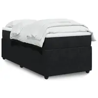Gossi pat box spring cu saltea, negru, 90x190 cm, catifea