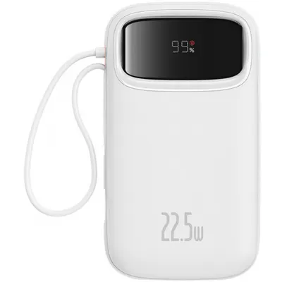Baterie Externa Baseus Qpow2, 10000mAh, 22.5W, QC + PD, 1 x Lightning - 1 x USB-A - 2 x USB-C, Alba P10055003223-00