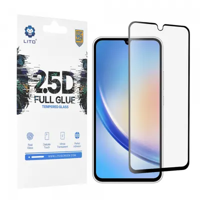 Folie de protectie Ecran Lito pentru Samsung Galaxy A34 A346, Sticla Securizata, Full Glue, 2.5D, Neagra