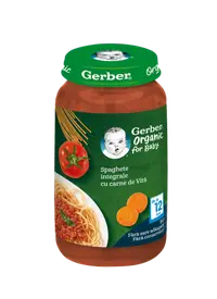 Spaghete integrale cu carne de vita +12 luni, 250g, Gerber