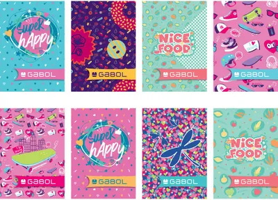 Set de 10 caiete Gabol - A5, 20 coli, patrate mari, pentru fete, sortiment