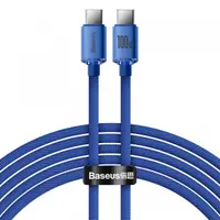 Cablu Date si Incarcare USB-C - USB-C Baseus Crystal Shine Series, 100W, 2m, Albastru CAJY000703