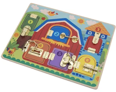 Tooky Toy Active Board - Buzzboard, cu încuietori și zăvoare