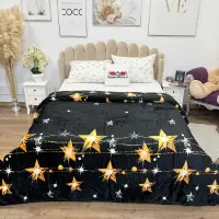 Patura pufoasa cocolino 200x230cm, 240g/mp, Negru, Stelute