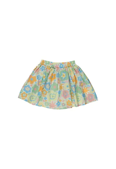 Fusta cu imprimeu floral - Amelia - Verde cu flori multicolore - pentru fetite - Verde
