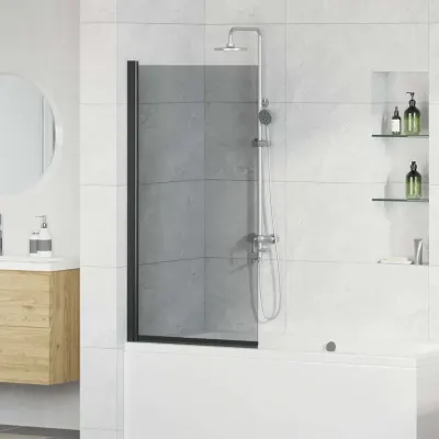 vidaXL Ecran de baie pentru duș Negru 68 x 130 cm Sticlă întărită