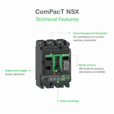 Intreruptor ComPacT NSX100H, 70 kA la 415 VAC, unitate de declansare MA 50A, 3 poli 3d