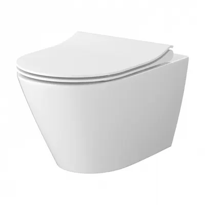 Set vas Wc suspendat si capac duroplast slim, alb, Cersanit City Pro