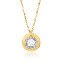 Lant cu pandantiv din aur galben cu diamant de 0.122ct si diamante de 0.04ct