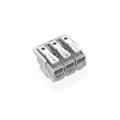 Lighting connector; push-button, external; for Linect®; without ground contact; 3-pole; Cod. A; Lighting side: for solid conductors; Inst. side: for all conductor types; max. 2.5 mm²; Surrounding air temperature: max 85°C (T85); 2,50 mm²; white
