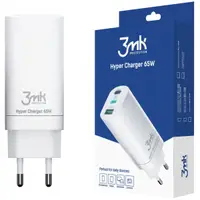 Incarcator Retea 3MK HyperCharger, 65W, 5A, 1 x USB-A - 2 x USB-C, Alb