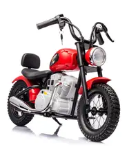 Motocicleta pentru copii, Kinderauto Chopper 350W, 36V, cu roti gonflabile, scaun tapitat, rosie