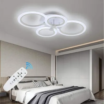 Lustra Led Cercuri 56w cu 4 Brate 3 Culori+ir 580mm X 90mm