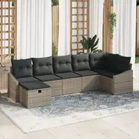 Gossi set de canapea de gradina cu perne gri ratan poli