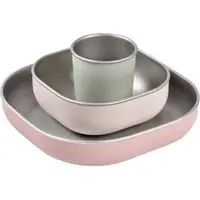 Beaba Stainless Steel Meal Set serviciu de masă pentru copii Cotton Candy 4m+