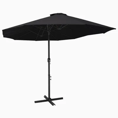 Gossi umbrela de soare exterior cu stalp aluminiu, negru, 460x270 cm