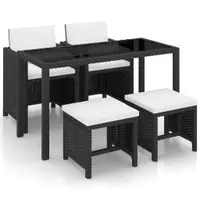 Gossi set mobilier de exterior cu perne, 5 piese, negru, poliratan
