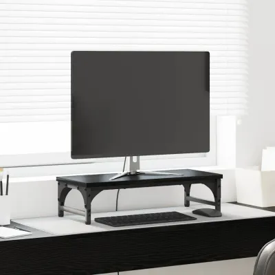 vidaXL Suport pentru monitor Stejar Negru 55 x 23 x 14 cm