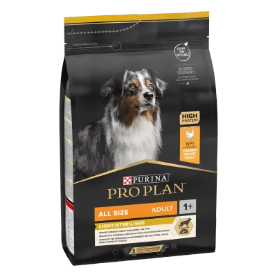PURINA PRO PLAN ADULT Light Sterilised, Toate Taliile, Pui, 3 kg