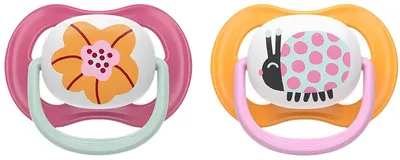 Zalăgăli Philips Avent - Ultra Air, 6-18 luni, cu cutie, 2 bucăți, floare roz/gărgăriță portocalie