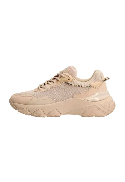 Pantofi sport cu garnituri de piele intoarsa si piele ecologica - Maro nisip