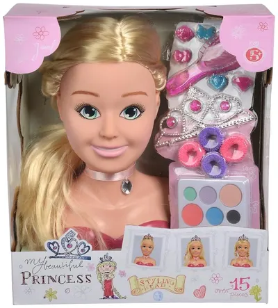 Set de joacă Simba Toys Steffi Love - Cap de coafat, prințesă, 15 piese