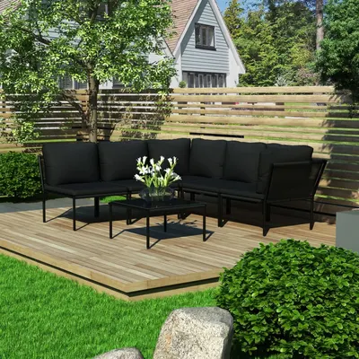 Gossi set mobilier de gradina cu perne, 6 piese, negru, pvc
