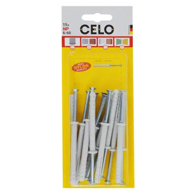 CELO Blister Nail plug NP 6-60 pre-assembled, FB flat rim plug cu countersunk surub (PZ2), zincat