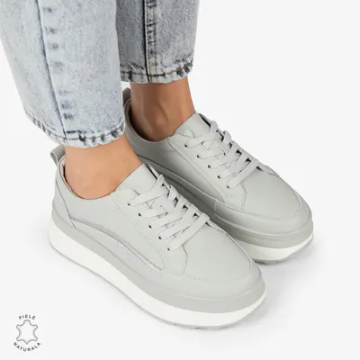 Pantofi CASUAL PIELE NATURALA dunga decorativa cu talpa inalta CRL1261 Gri