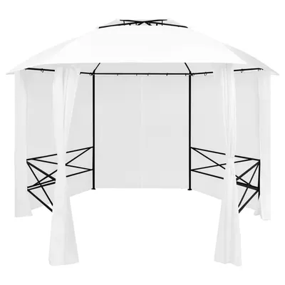 vidaXL Pavilion de grădină cu perdele, alb, 360x312x265 cm, 180 g/m²