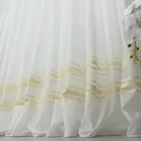 Perdea Lines tip IN plin, Alb - Galben, 140cm latime x 260cm inaltime, cu rejansa pt bara