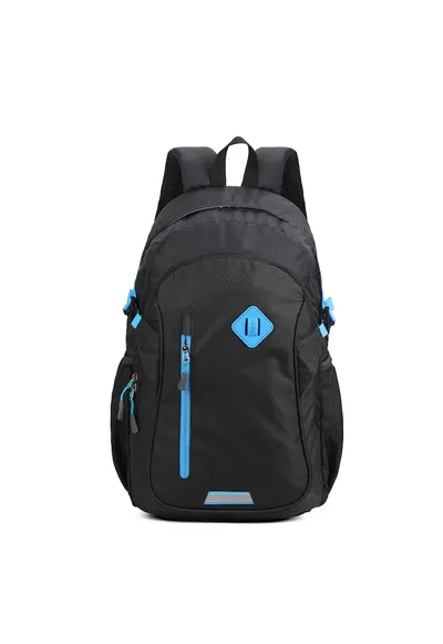 Rucsac din material textil cu barete laterale - Negru/Albastru