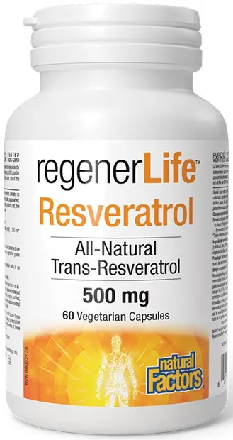 RegenerLife Resveratrol, 500 mg, 60 capsule, Natural Factors