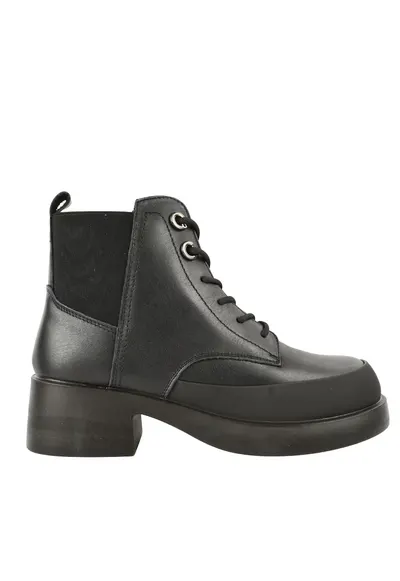 Ghete casual - dama - X470006A - negru - piele naturala - cu toc - Negru