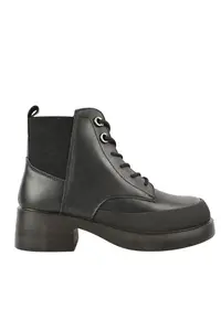 Ghete casual - dama - X470006A - negru - piele naturala - cu toc - Negru