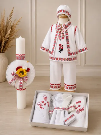 Set Traditional Botez - Costumas Trusou Lumanare Bogdan 2