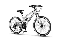 Bicicletă Copii cu suspensie integrala X6 21v Alb/Negru