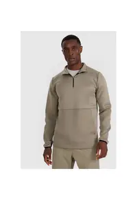 Bluza Antrenament Barbati Fara Gluga - Interlock - Flexibilitate Elastan - Kaki - AW25 - Tehnologie 4FDry - Confort Usor - Marimi S-XXL