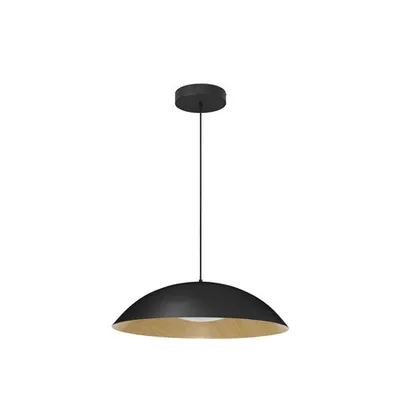 Lampa suspendata GLIM Nisipiu Negru Outside Natural Lemn Inside Aluminiu & Acrylic LED 47 Wat 230V 2015Lm 3000K IP20